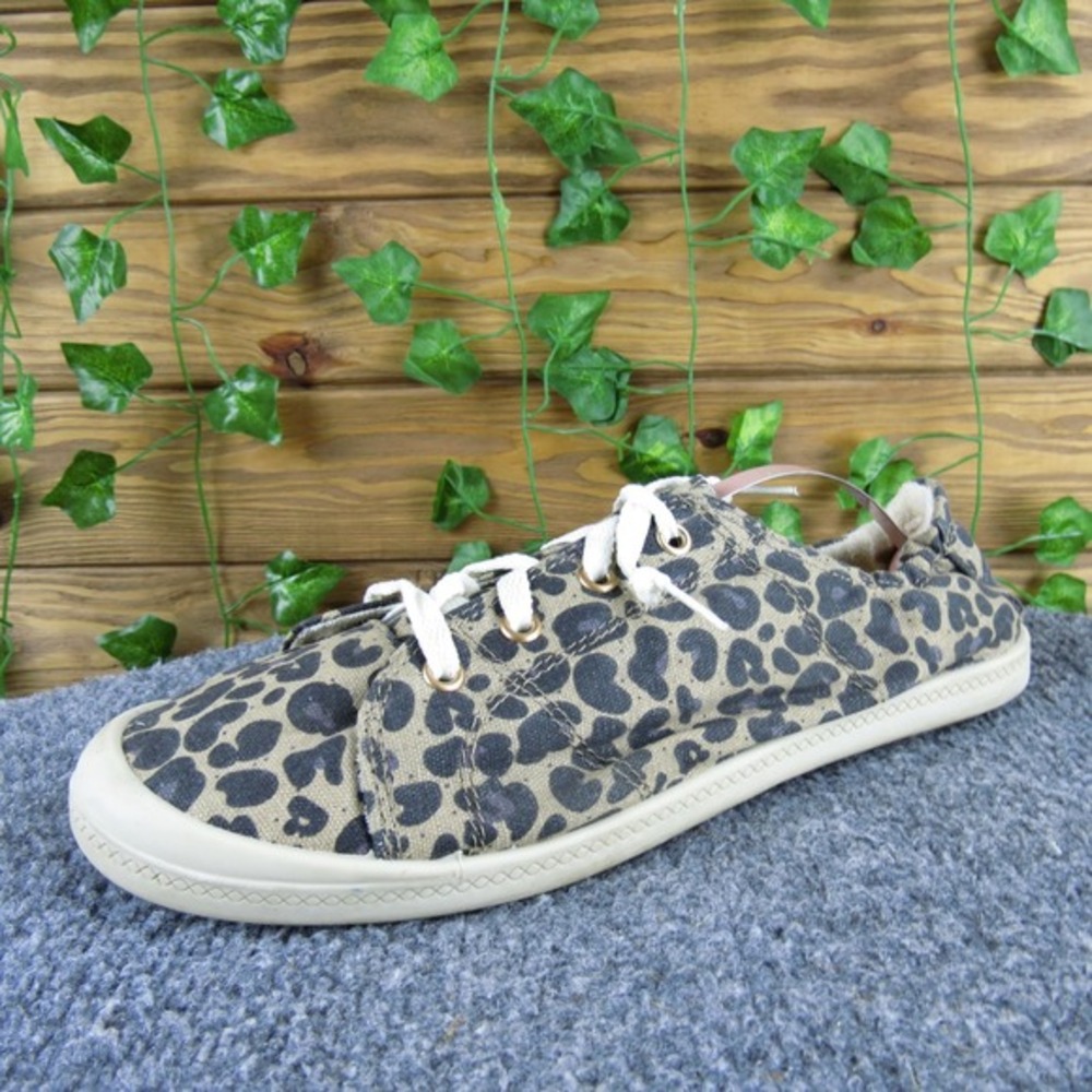 Time & Tru Women 10 Wide Leopard Canvas Sneakers Casual Comfort Lace-Up Shoes